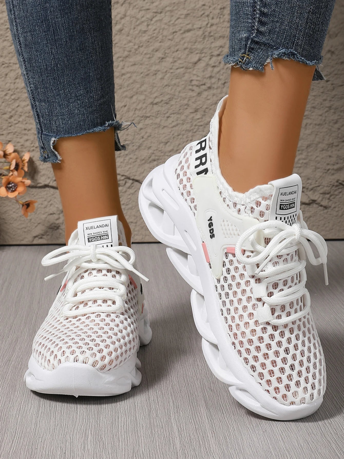 Women's mesh running shoes by MAIRA'S COLLECTIONS featuring breathable design and casual sports sneaker style.