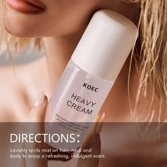 MAIRA'S COLLECTIONS KOEC Fragrance Mist 50ml with jasmine, vanilla, and lemon notes, shown in a clear perfume bottle.