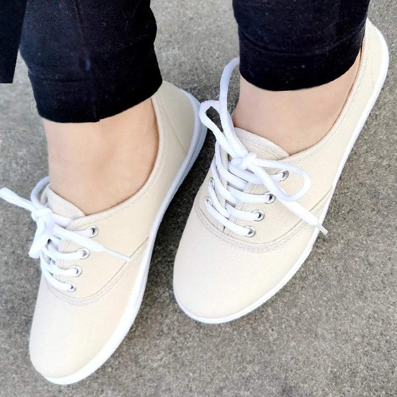 Women's breathable lace-up canvas platform sneakers by MAIRA'S COLLECTIONS, size 42, with stylish design and comfortable fit.