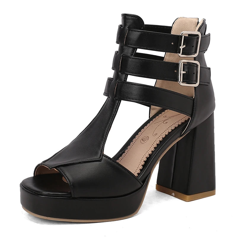 Women's platform block heel sandals by MAIRA'S COLLECTIONS featuring stylish design and comfortable elevated heel.