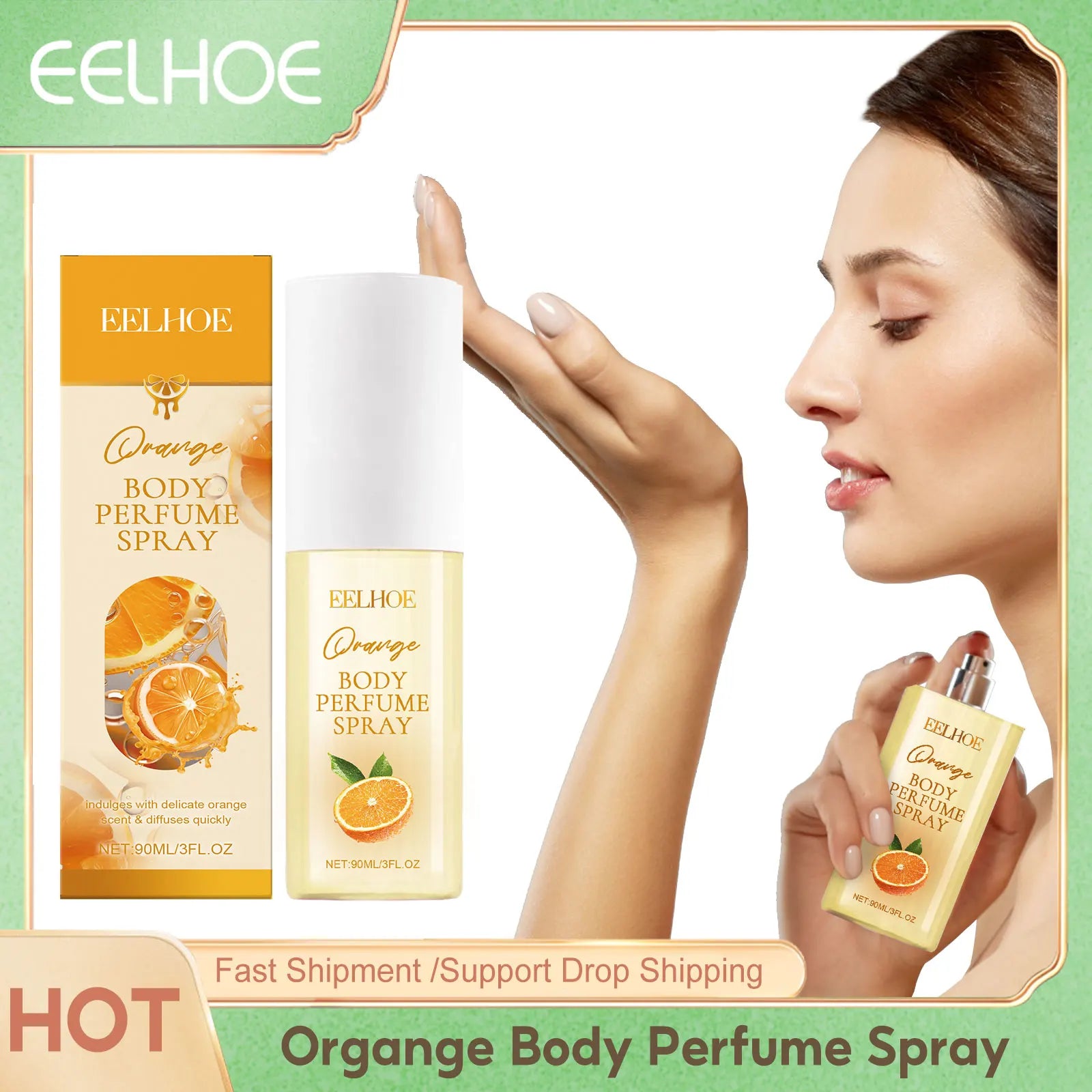 EELHOE orange body perfume for women by MAIRA'S COLLECTIONS, fresh long-lasting fragrance in 90ml bottle, with orange scent.