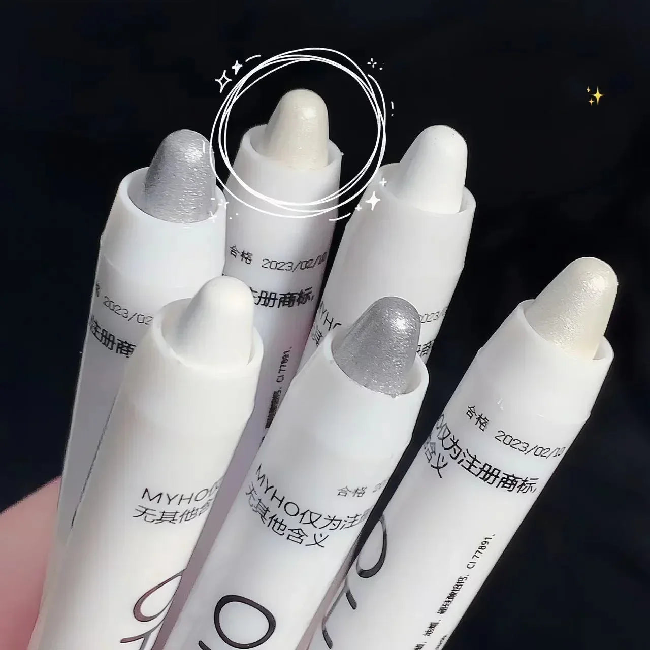 Pearlescent glitter eyeliner pen by MAIRA'S COLLECTIONS, waterproof brightening eye stick with shimmering finish.
