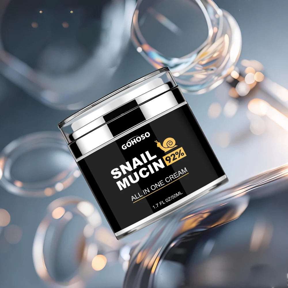 ENVISHA Snail Mucus Face Cream by MAIRA'S COLLECTIONS, featuring a jar of nourishing snail mucus face moisturizer with a white lid.