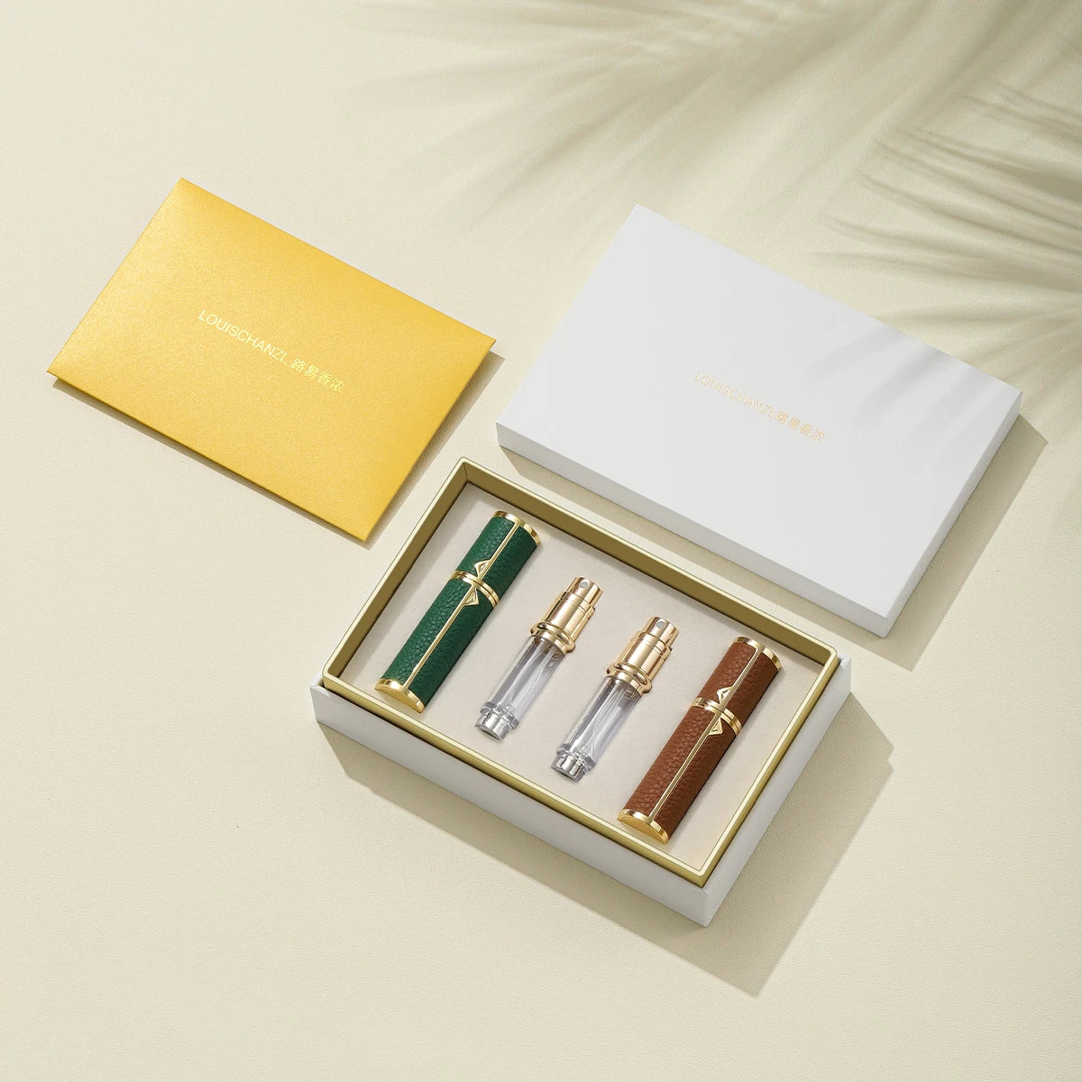 Refillable 5ml perfume atomizer bottle from MAIRA'S COLLECTIONS for travel, with sleek transparent design and spray nozzle.