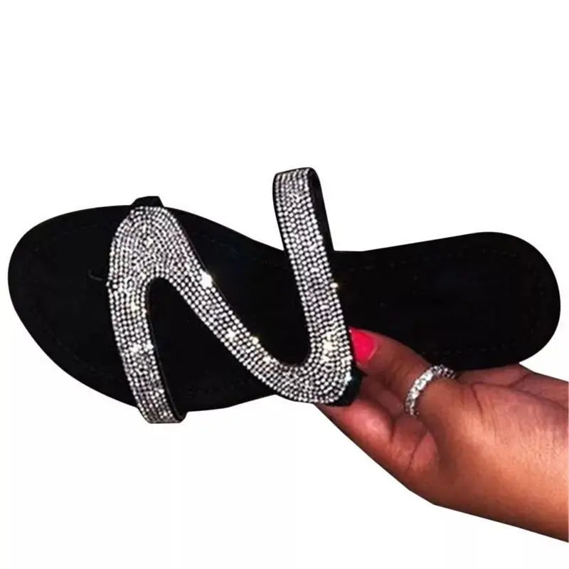 Women's rhinestone sandals by MAIRA'S COLLECTIONS featuring strappy design and comfortable summer beach footwear.