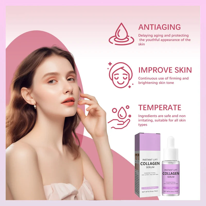 MAIRA'S COLLECTIONS collagen face serum bottle with dropper for anti-aging and wrinkle care, featuring sleek packaging.