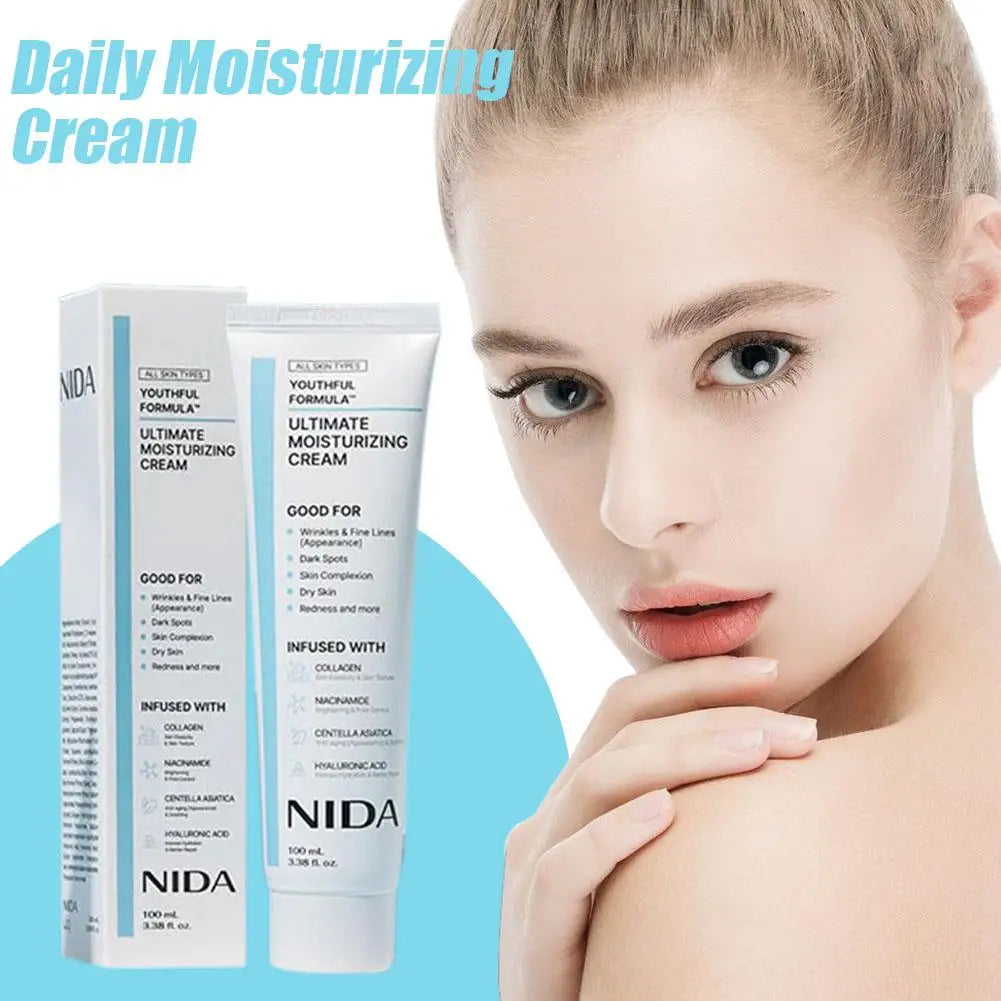 NIDA Rejuvenating Cream by MAIRA'S COLLECTIONS, hydrating and skin repair cream for all skin types, shown in a sleek jar.