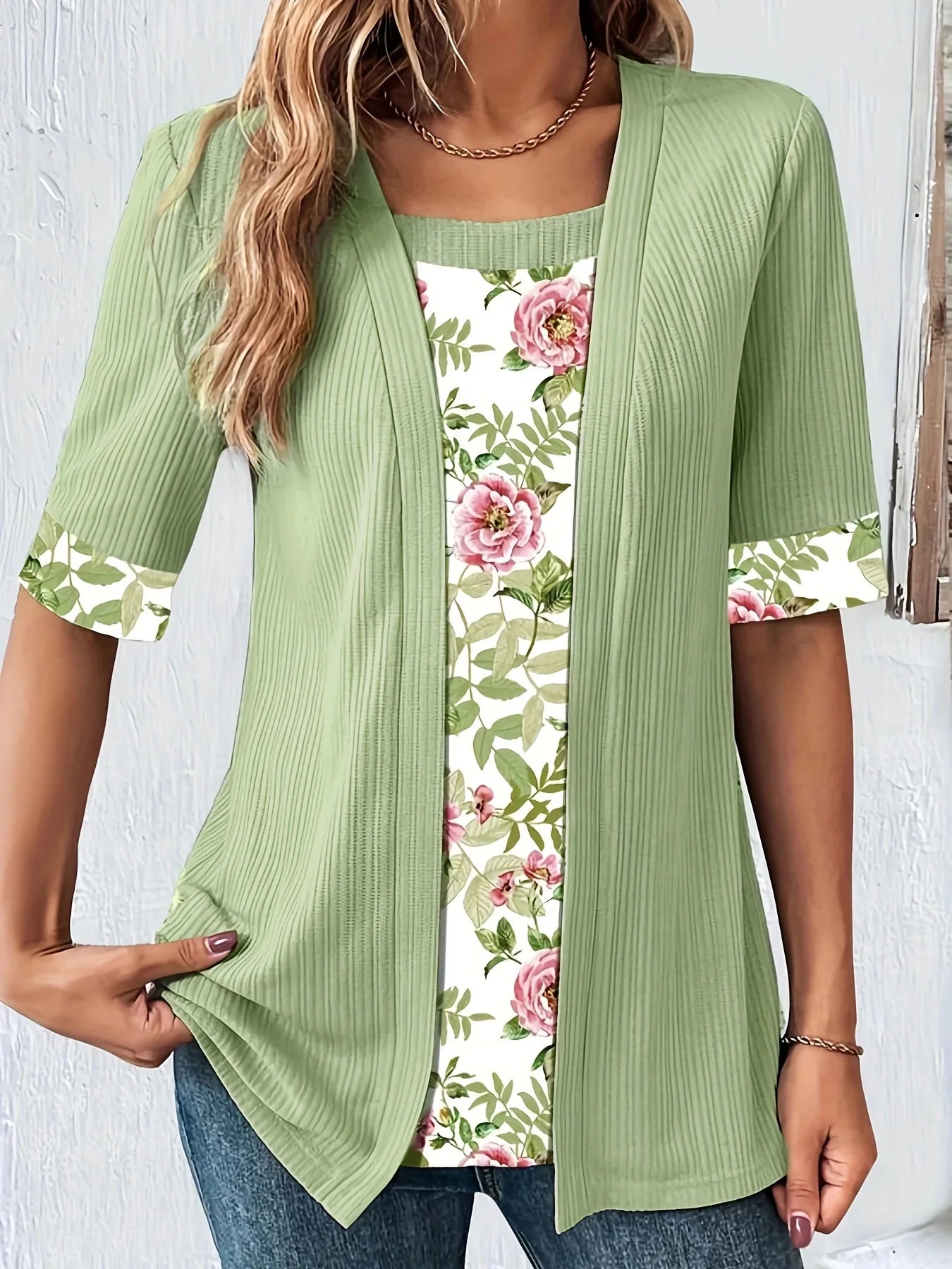 Plus size patchwork T-shirt by MAIRA'S COLLECTIONS featuring colorful, mixed fabric design and comfortable fit.