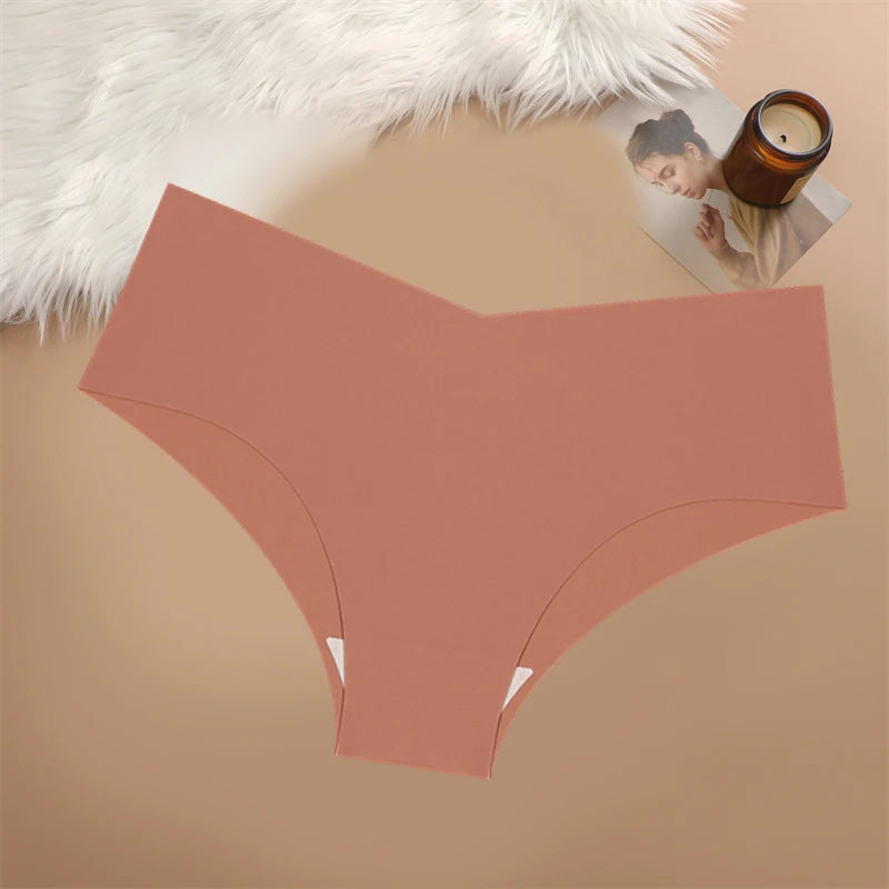 Seamless V-waist panties by MAIRA'S COLLECTIONS in soft fabric, shown in a neutral color on a white background.