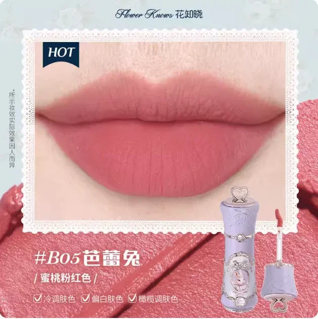 Flower Knows Strawberry Rococo Lip Cream by MAIRA'S COLLECTIONS, close-up of the creamy lip product in a floral-inspired container.