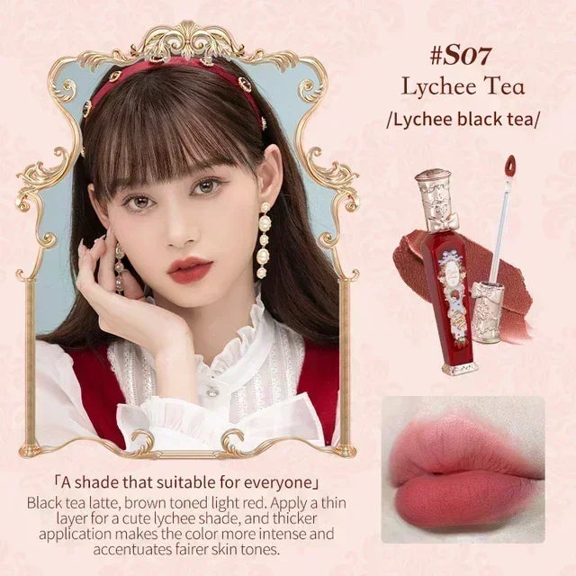 Flower Knows Strawberry Rococo Lip Cream by MAIRA'S COLLECTIONS displayed in a sleek tube with floral design and strawberry accents.