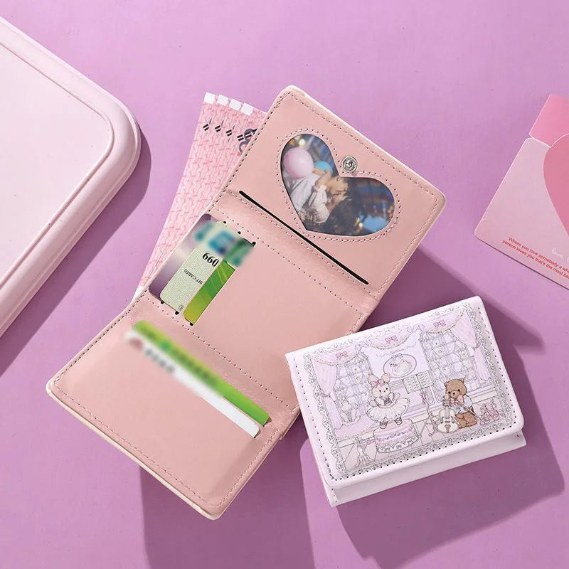 Kawaii Bunny and Bear PU wallet by MAIRA'S COLLECTIONS featuring cute animal designs and pink accents.