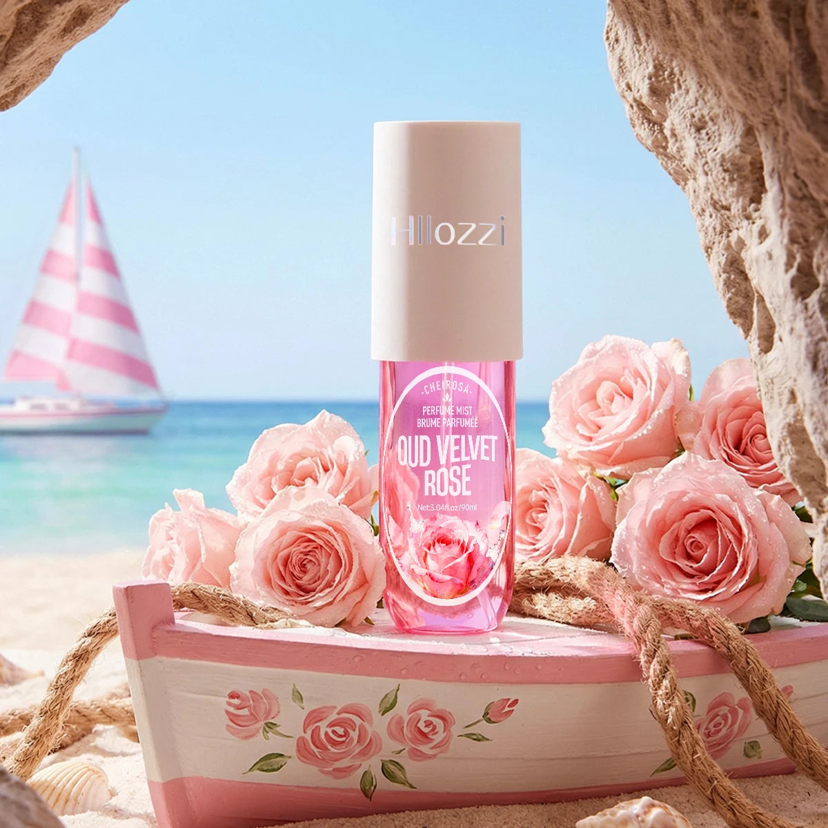 Long-lasting body fragrance spray by MAIRA'S COLLECTIONS, featuring a sleek bottle and refreshing scent.