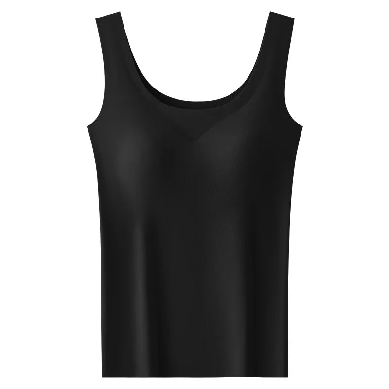 MAIRA'S COLLECTIONS ice silk seamless one-piece tank top with chest pads, designed as a comfortable, form-fitting bottoming layer.