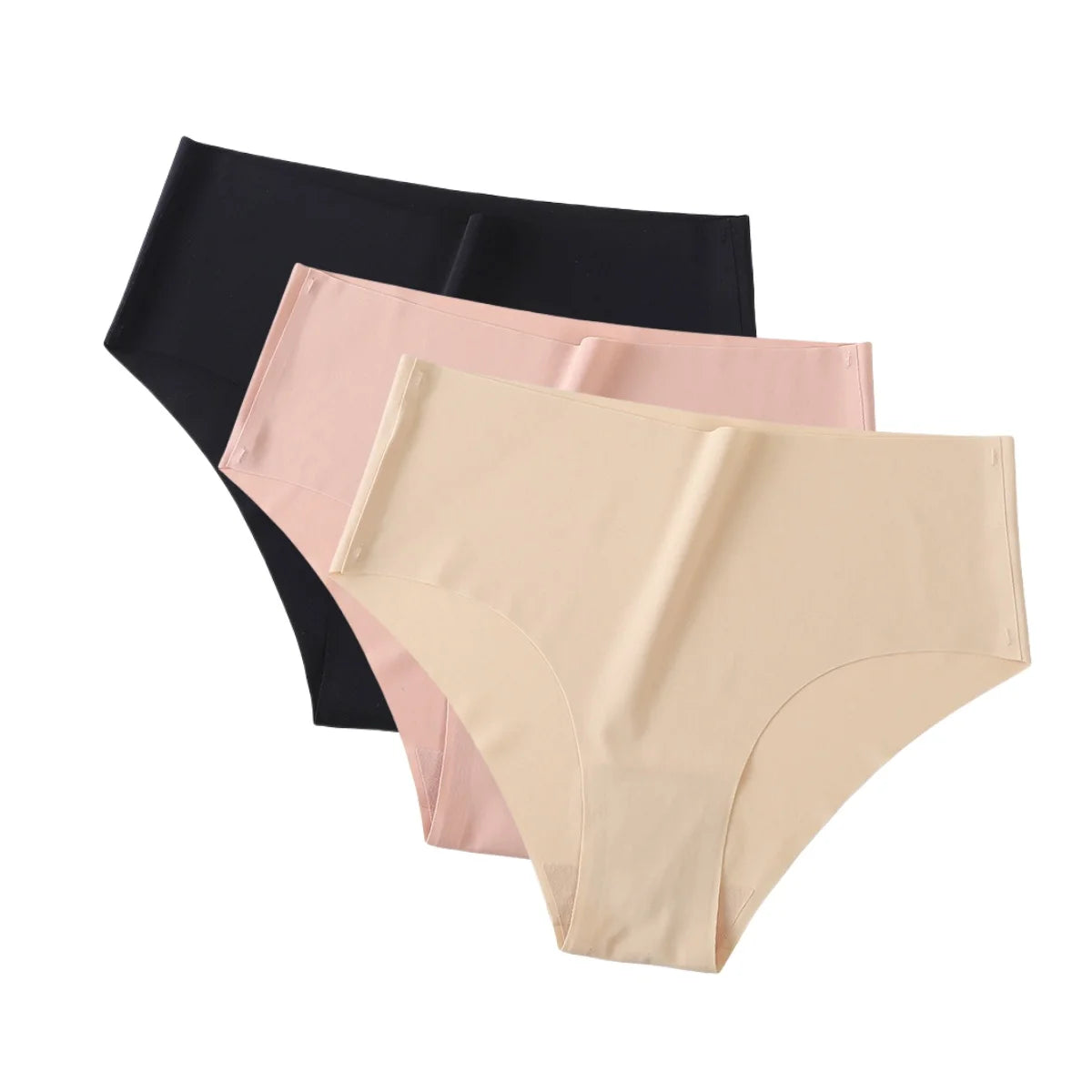 Set of three ice silk women's high waist seamless panties from MAIRA'S COLLECTIONS, soft and comfortable for everyday wear.