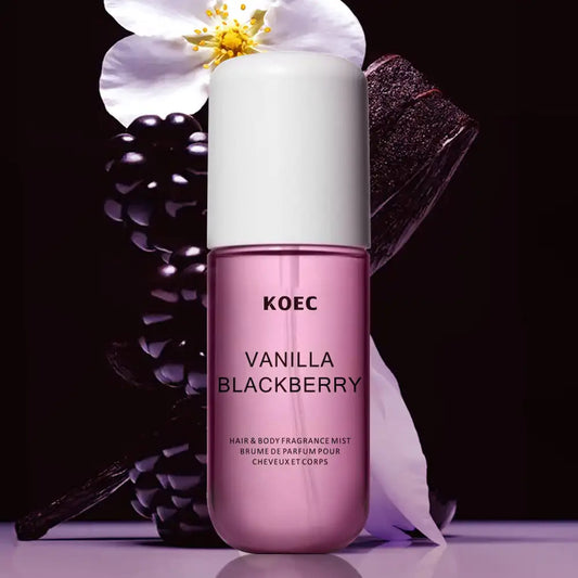 Vanilla Blackberry fragrance mist by MAIRA'S COLLECTIONS, featuring a clear bottle with a purple and vanilla-colored label.