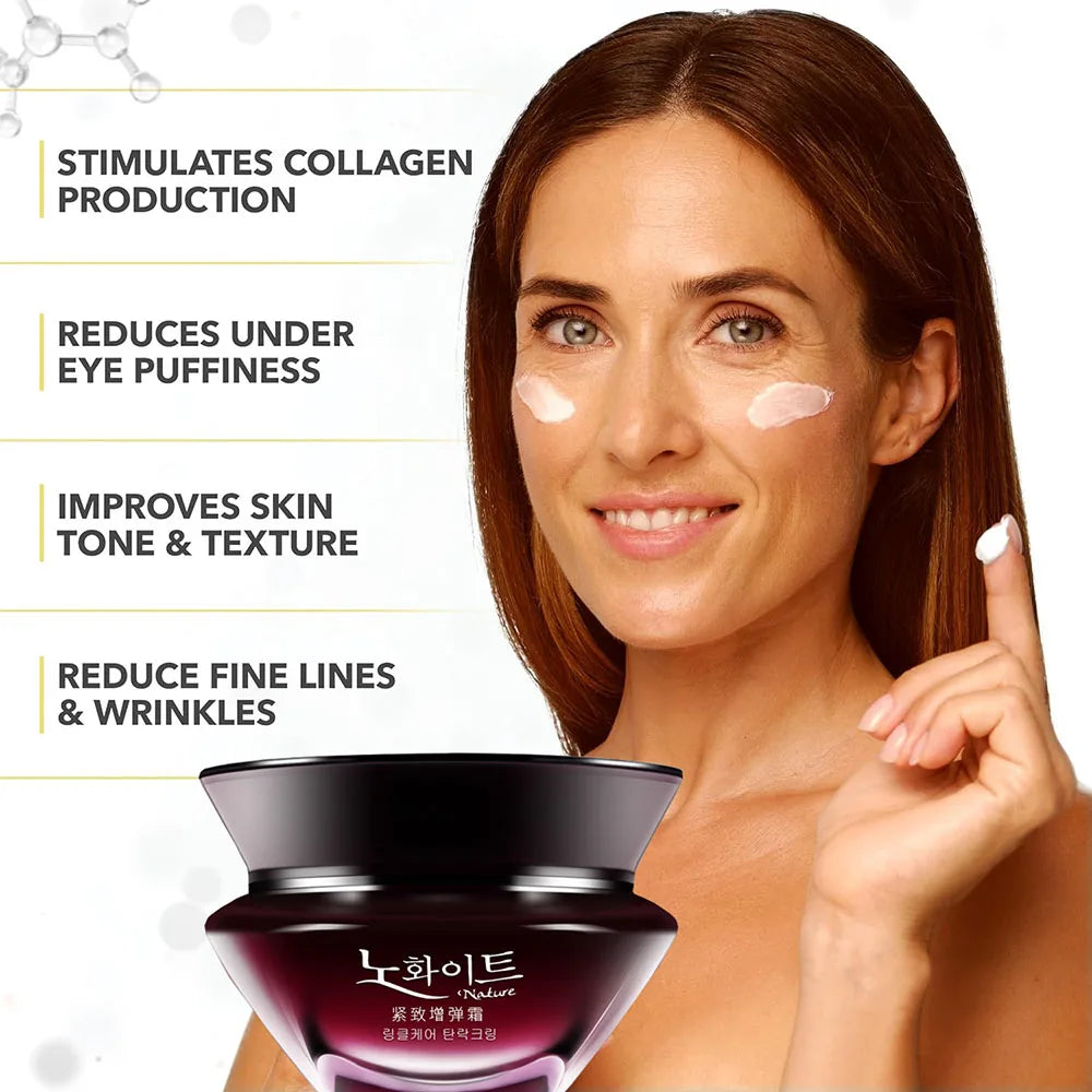 Korean firming and brightening cream in a 50g jar from MAIRA'S COLLECTIONS, with smooth, creamy texture visible in the image.