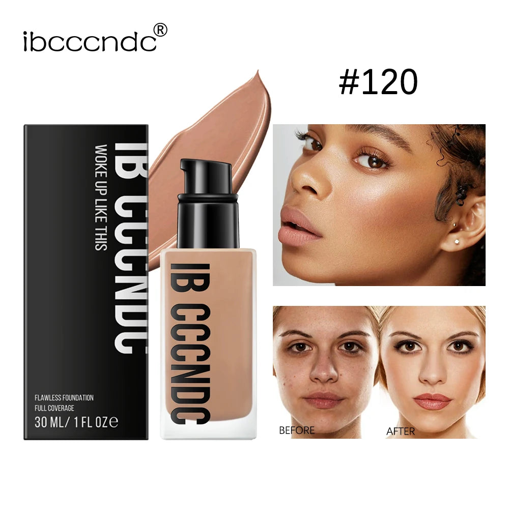 MAIRA'S COLLECTIONS matte liquid foundation in six shades, featuring oil control and waterproof formula, with a smooth, even finish.