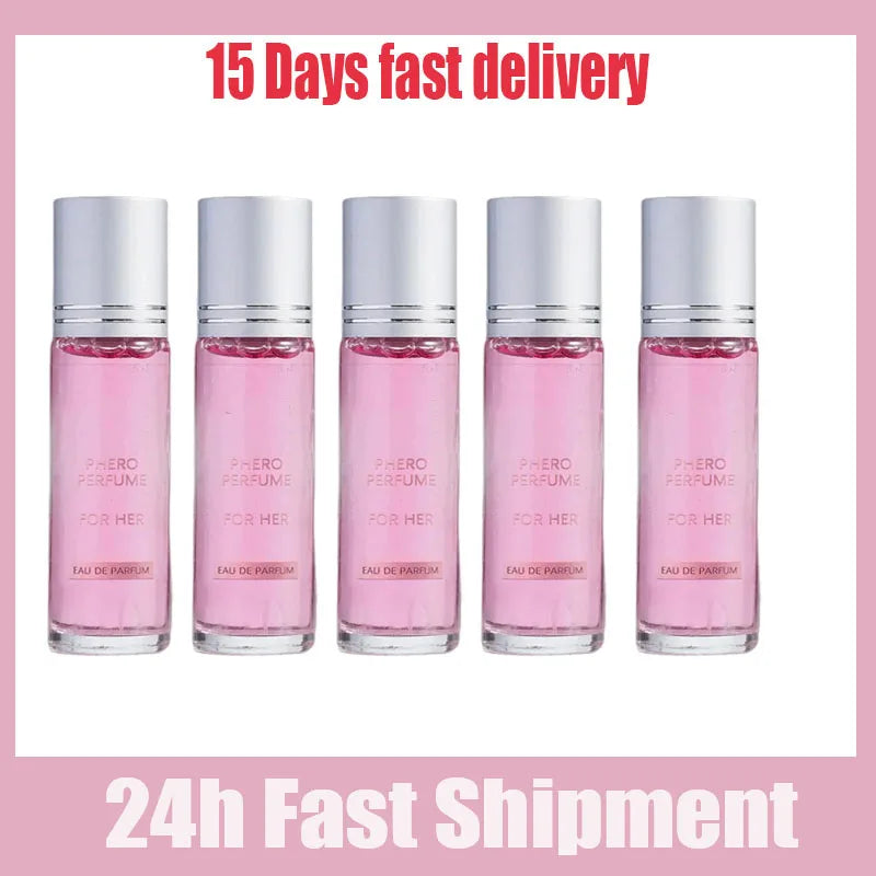 Pink rollerball perfume oil from MAIRA'S COLLECTIONS, 10ml, showcasing a sleek container with long-lasting fragrance.