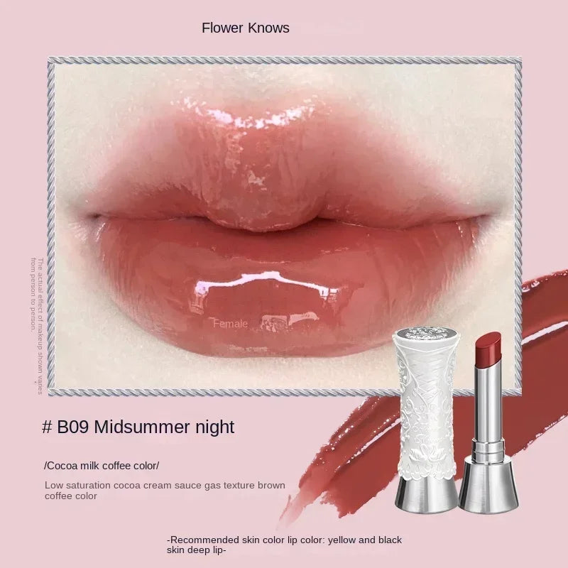 Flower Knows Strawberry Rococo Lip Cream by MAIRA'S COLLECTIONS showing the creamy lip product in a decorative container with floral details.