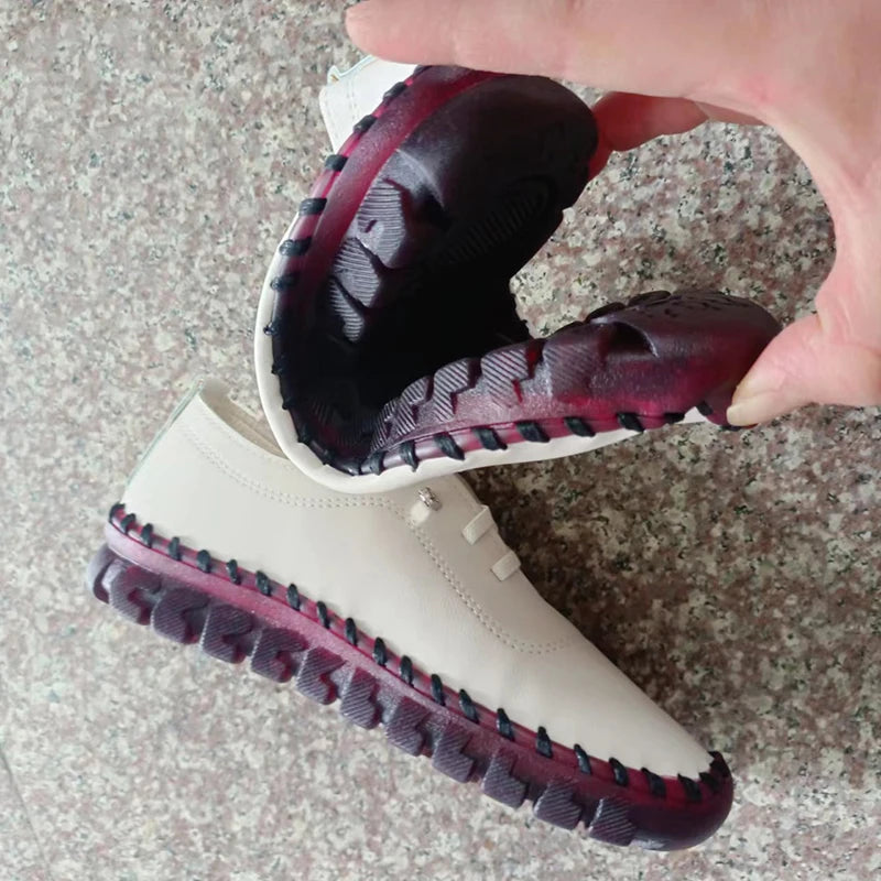 Women's leather sneakers by MAIRA'S COLLECTIONS, lace-up casual shoes with comfortable design and stylish leather finish.