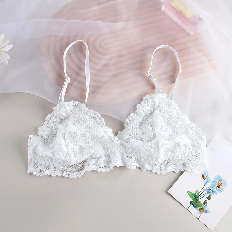 Women's lace bralette from MAIRA'S COLLECTIONS with delicate floral lace and adjustable straps, showcasing a comfortable, stylish design.