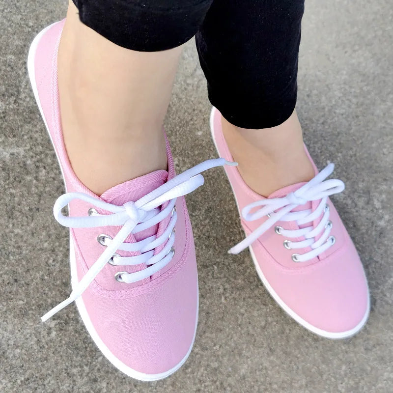 Women's lace-up canvas shoes by MAIRA'S COLLECTIONS featuring breathable fabric and platform sole, size 42.