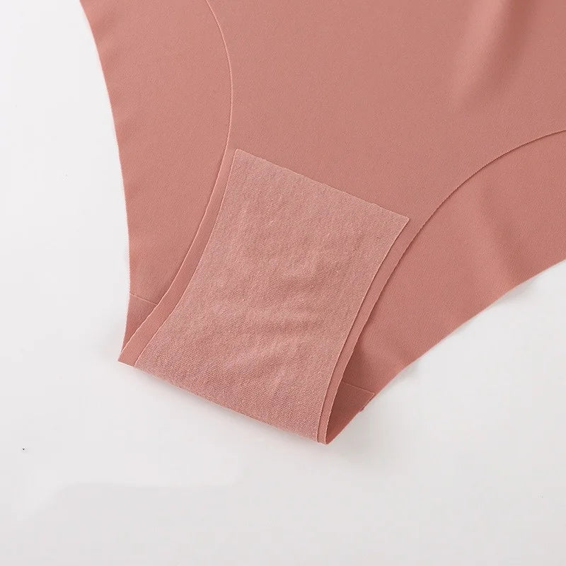 Set of three ice silk high-waist seamless panties for women, stylish and comfortable underwear by MAIRA'S COLLECTIONS