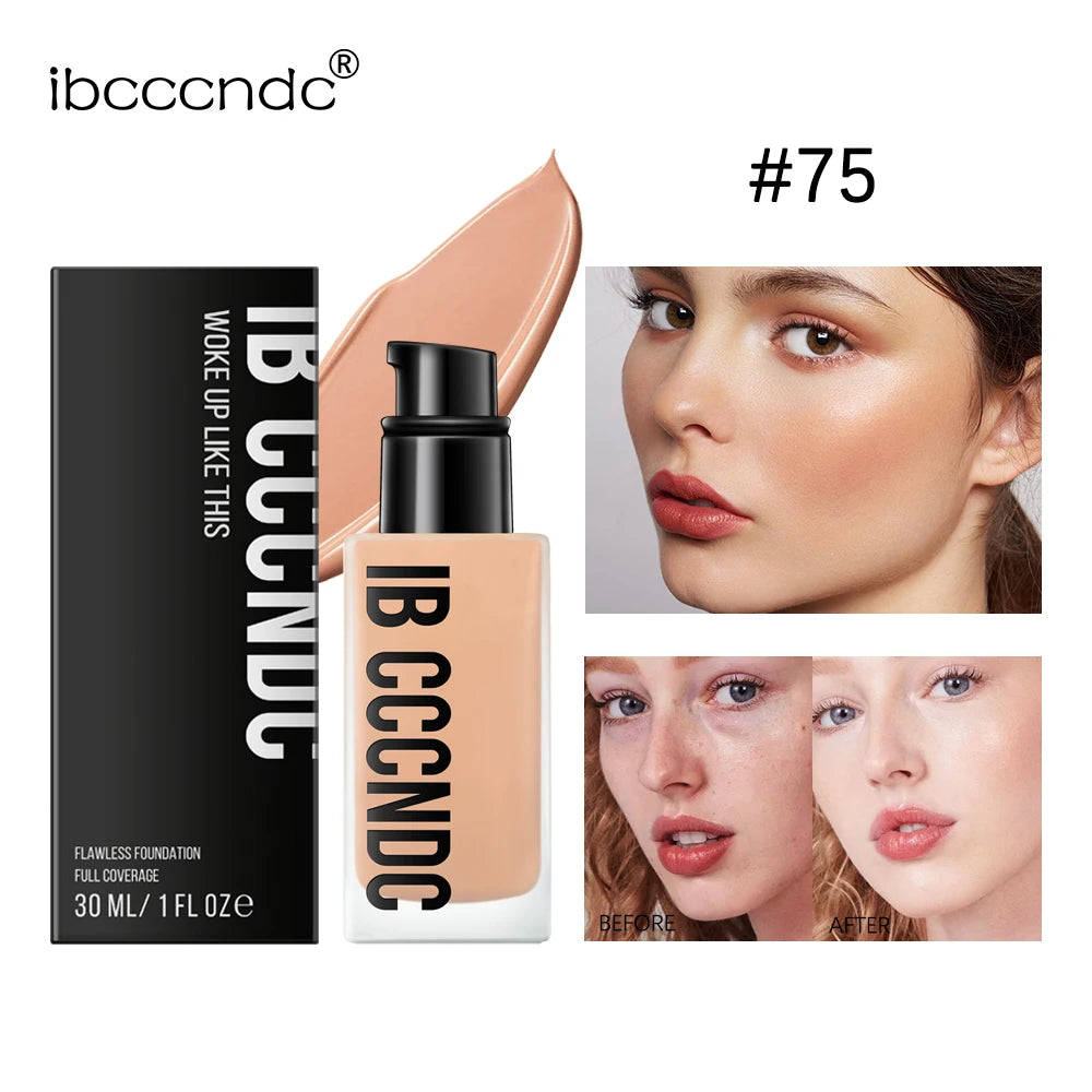 MAIRA'S COLLECTIONS matte liquid foundation with oil control and waterproof formula, shown in six different shades.