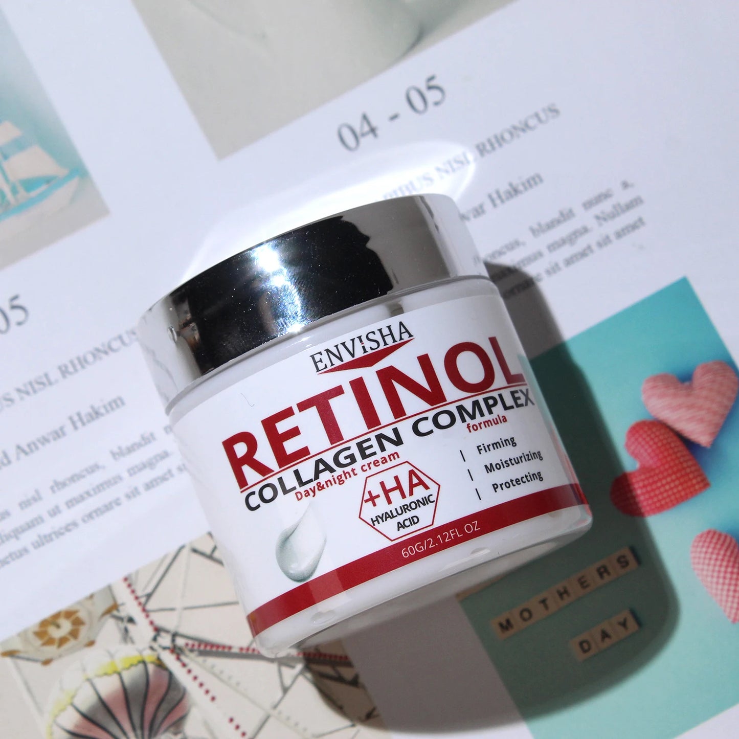 MAIRA'S COLLECTIONS Retinol Collagen Face Cream in a jar, showcasing smooth cream with a luxurious texture for skin rejuvenation.