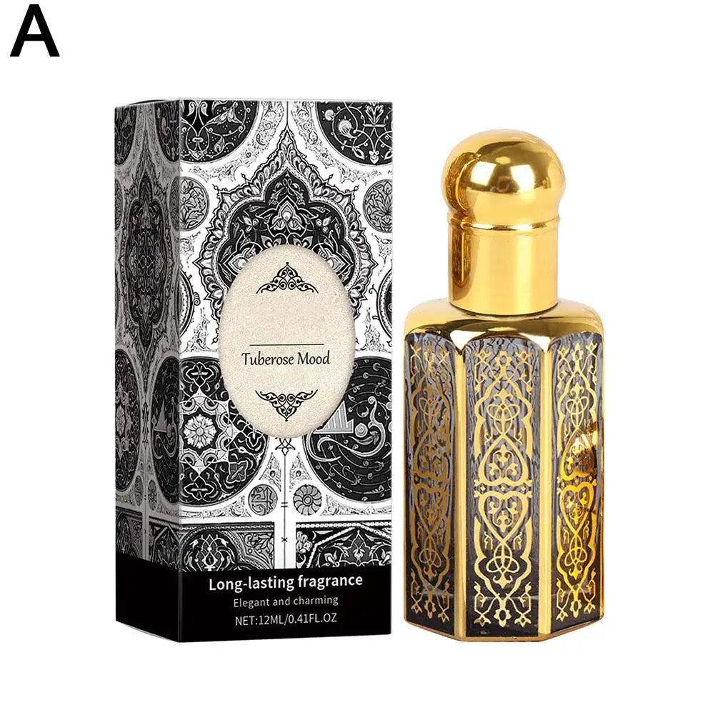 Arabian Charm perfume oil by MAIRA'S COLLECTIONS, showcasing a luxurious oriental fragrance in a sleek glass bottle.