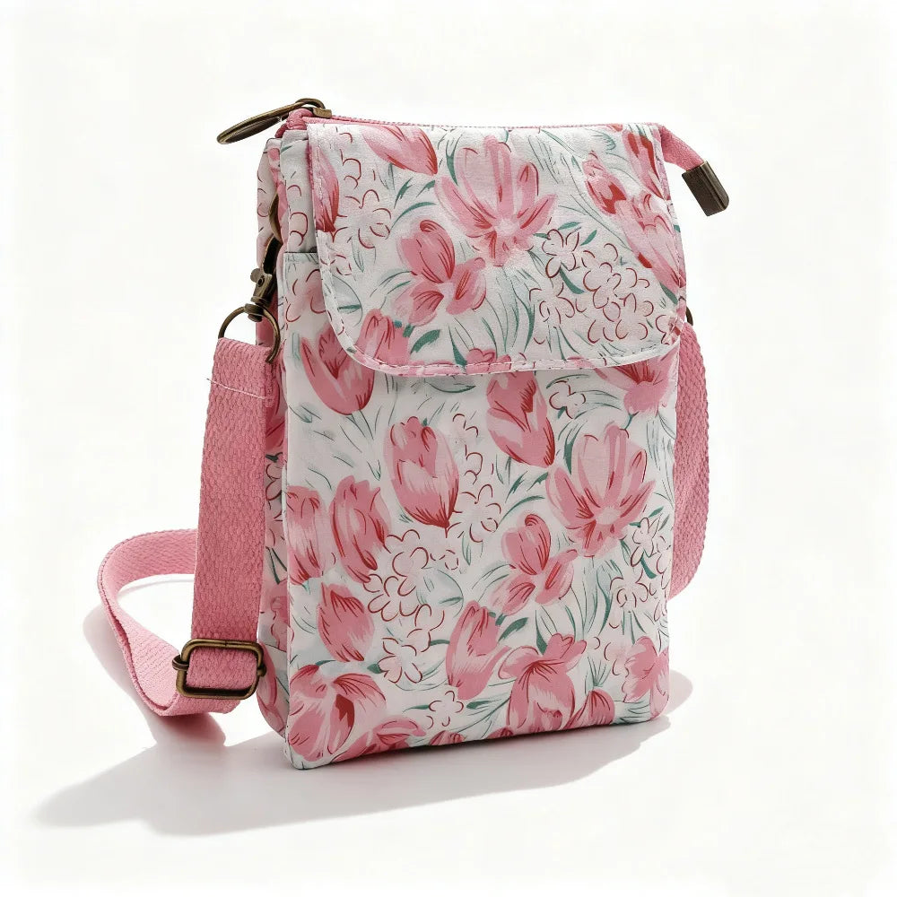 Women's printed crossbody phone bag by MAIRA'S COLLECTIONS, featuring a stylish design and compact size for everyday use.