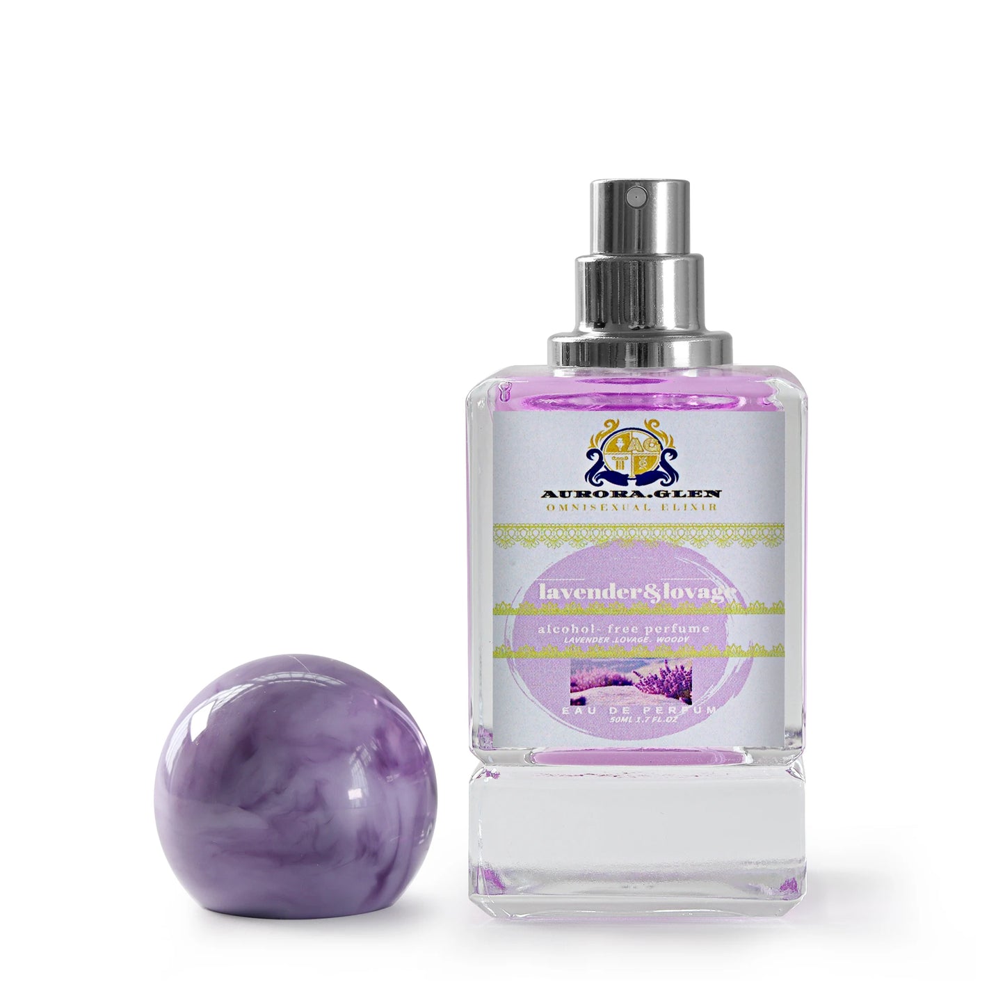 Lavender and lovage scented EDP perfume for women from MAIRA'S COLLECTIONS, featuring a sleek perfume bottle with floral accents.