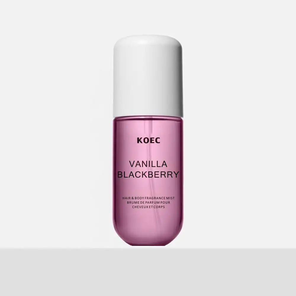 Vanilla Blackberry fragrance mist by MAIRA'S COLLECTIONS, featuring a sleek bottle with a floral and fruity scent.