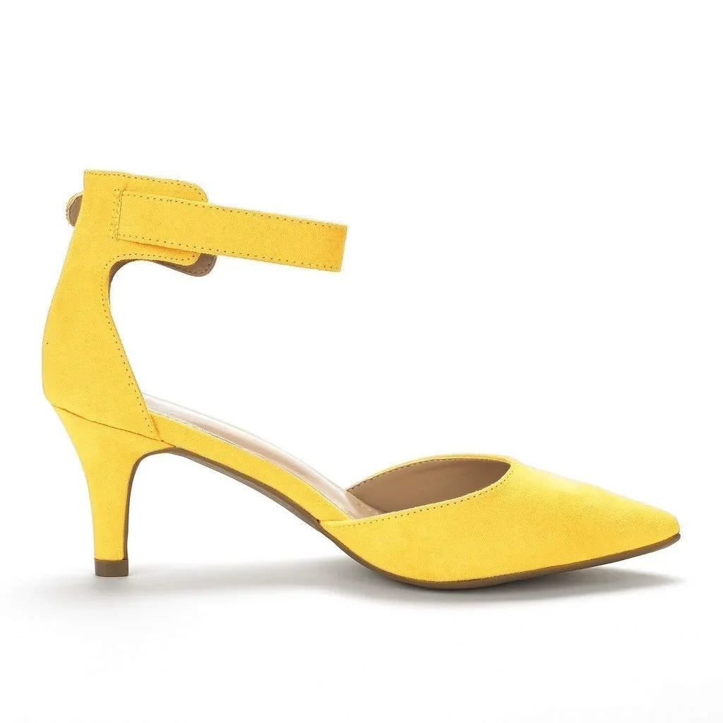 Women's suede ankle strap sandals with 5cm heel by MAIRA'S COLLECTIONS, perfect for weddings and special occasions.