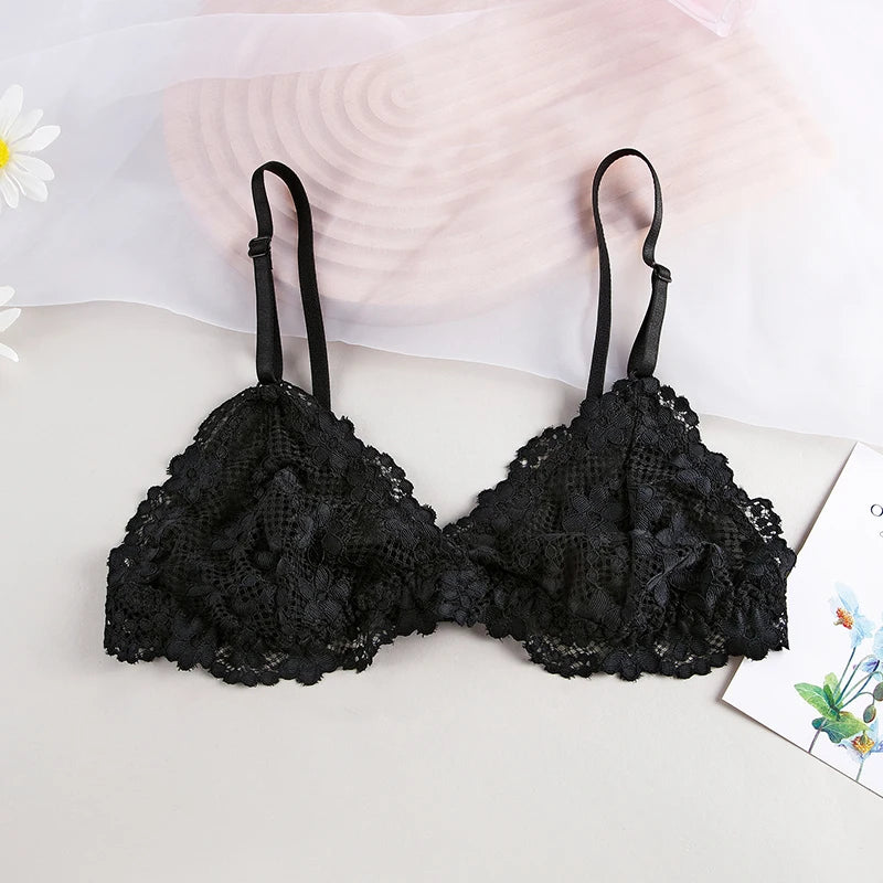 Women's lace bralette by MAIRA'S COLLECTIONS featuring delicate floral lace and adjustable straps for a comfortable fit.