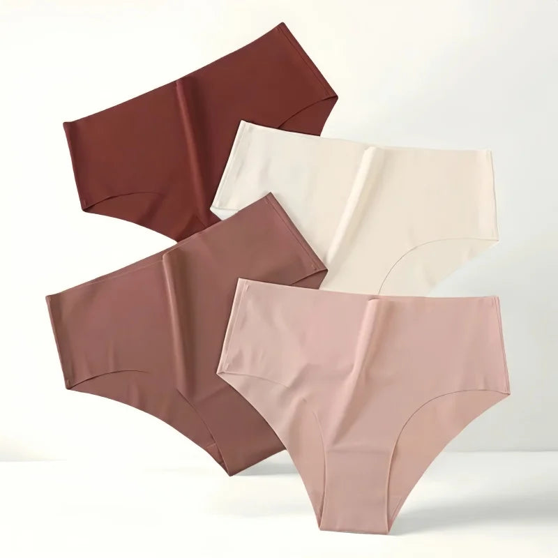 Set of three MAIRA'S COLLECTIONS ice silk high waist seamless panties for women, showcasing smooth, comfortable fabric and sleek design.