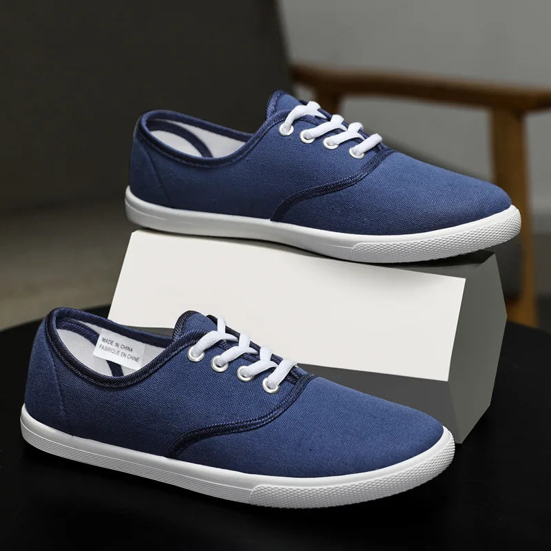 Women's lace-up canvas shoes by MAIRA'S COLLECTIONS with breathable design and platform sole, size 42, shown from side view.