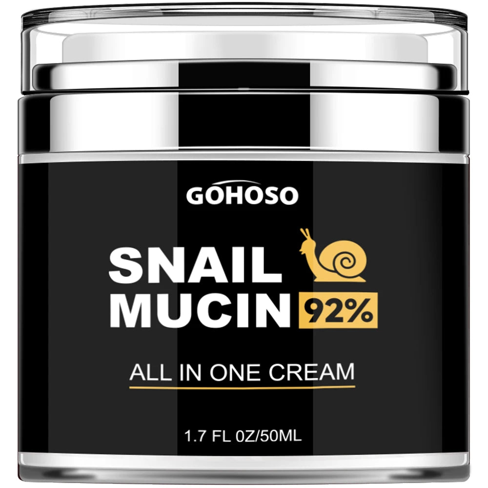 MAIRA'S COLLECTIONS ENVISHA Snail Mucus Face Cream jar with white lid and label, showcasing smooth cream texture in a sleek container.
