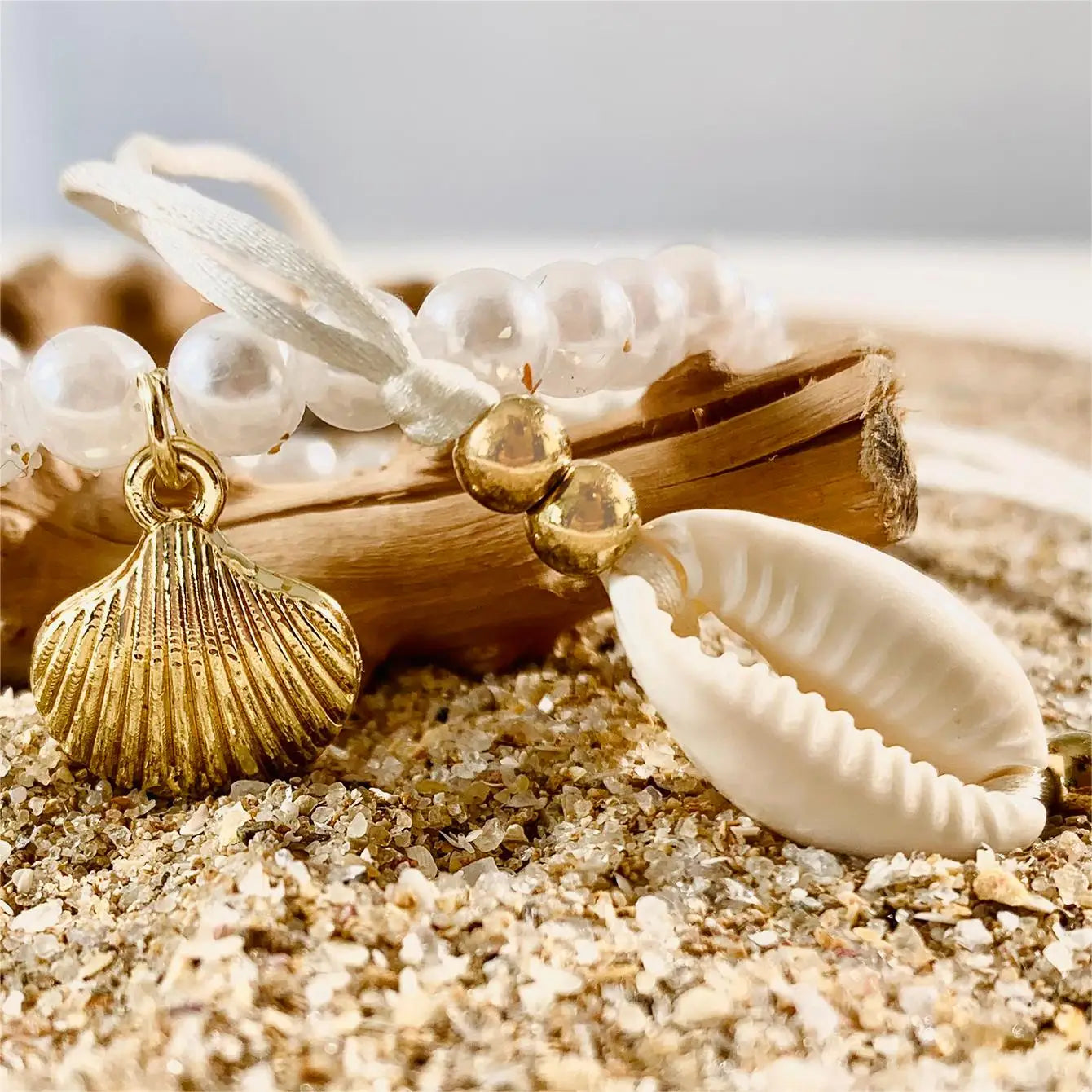 Set of five bohemian pearl bracelets from MAIRA'S COLLECTIONS featuring mixed bead and pearl designs for a stylish accessory.