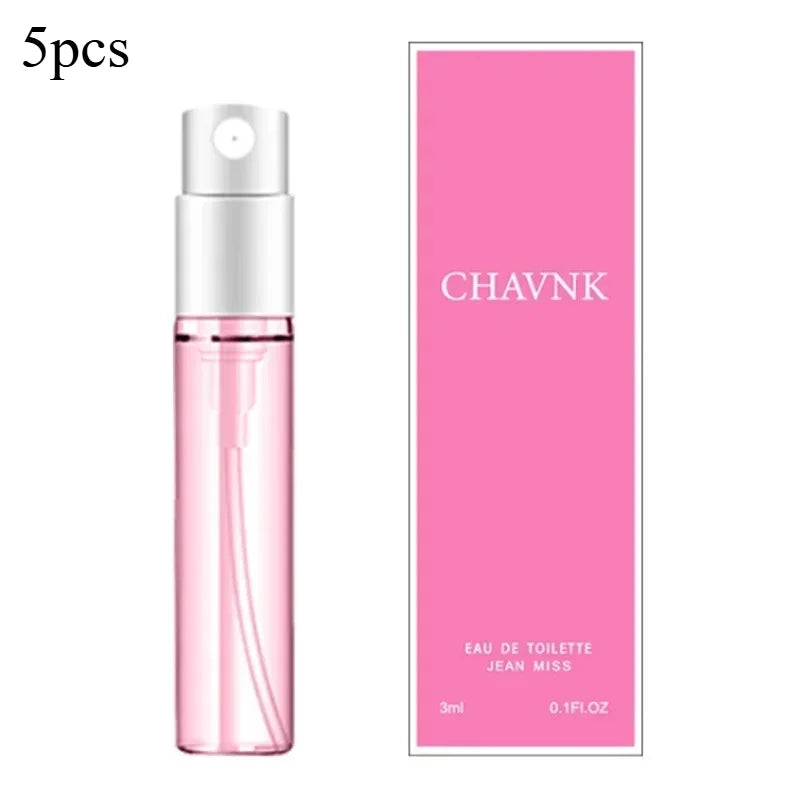 Q Style Pheromone Perfume Set by MAIRA'S COLLECTIONS with five 3ml bottles displayed in a sleek packaging.