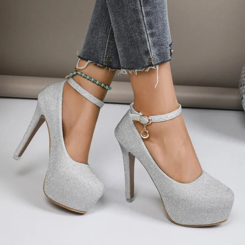 Women's platform thin heel shoes by MAIRA'S COLLECTIONS featuring stylish design and comfortable heel height.