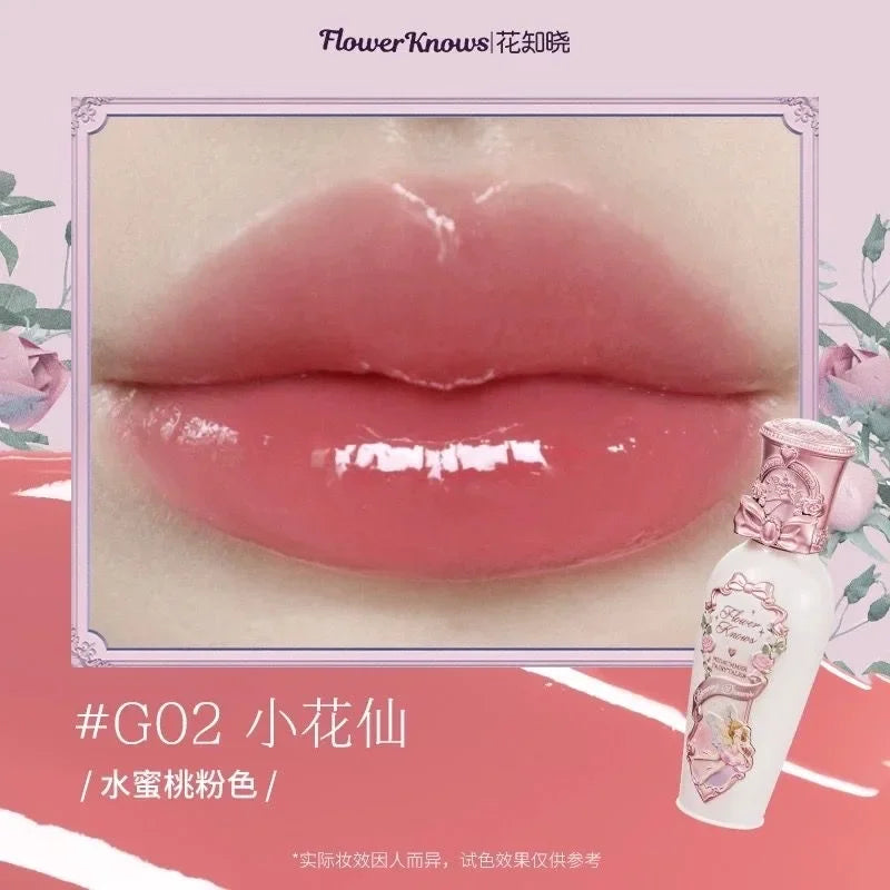 Flower Knows Strawberry Rococo Lip Cream by MAIRA'S COLLECTIONS, featuring a smooth pink lip balm in a decorative container.