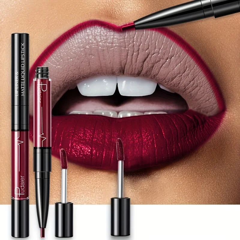 MAIRA'S COLLECTIONS double-ended lipstick and lip liner with sleek packaging, showcasing the dual-use makeup product.