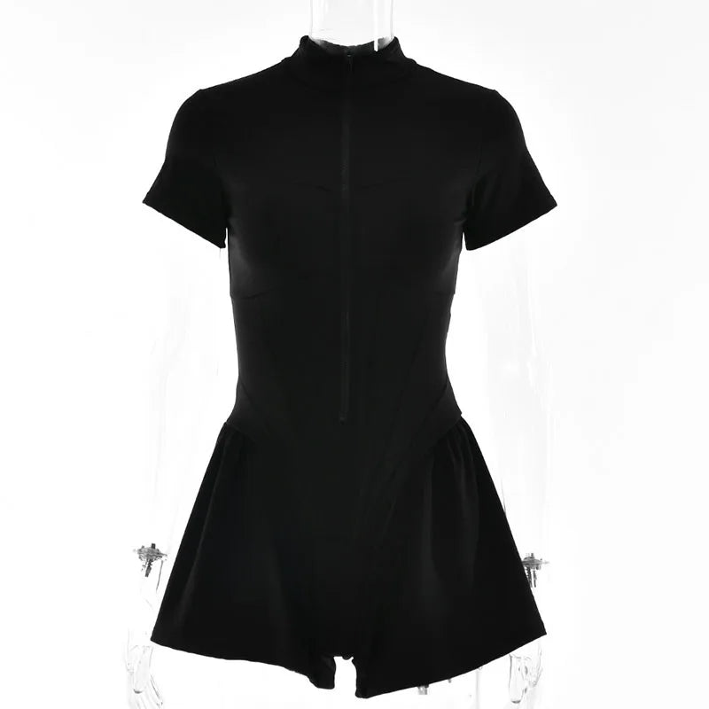 Women's slim fit zip-up jumpsuit by MAIRA'S COLLECTIONS, featuring a sleek design with a front zipper and fitted silhouette.