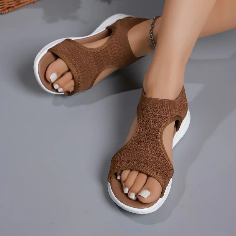 Women's mesh wedge sandals by MAIRA'S COLLECTIONS featuring casual summer sports shoes with breathable mesh and comfortable wedge heel.