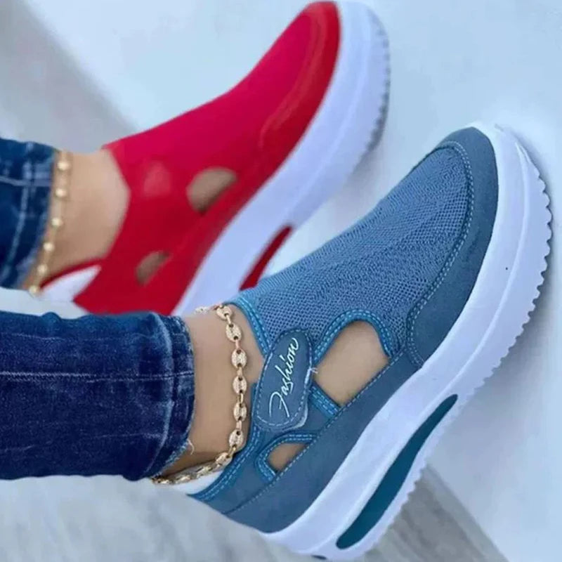 Women's casual platform sneakers by MAIRA'S COLLECTIONS with breathable design, perfect for summer, shown in a stylish side view.