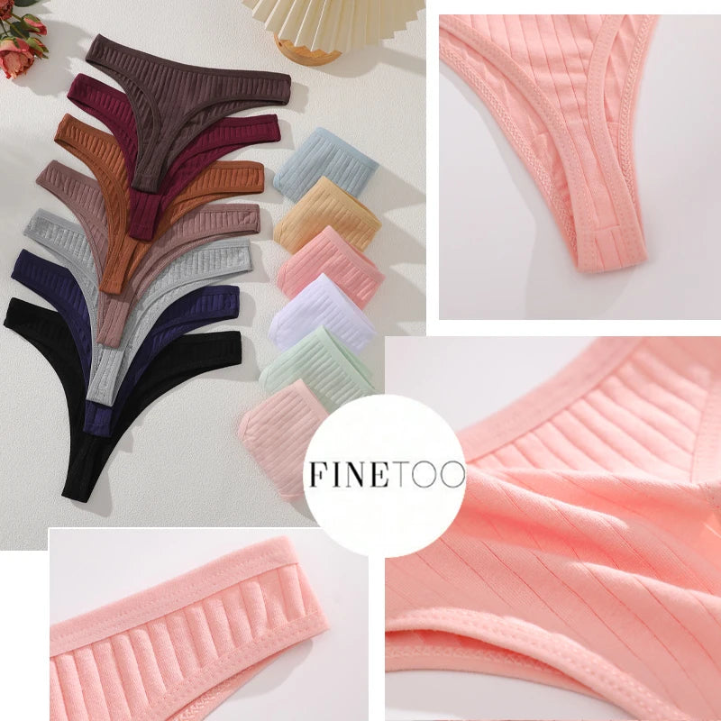 Set of four MAIRA'S COLLECTIONS cotton ribbed seamless thongs for women in solid colors, displayed on a neutral background.
