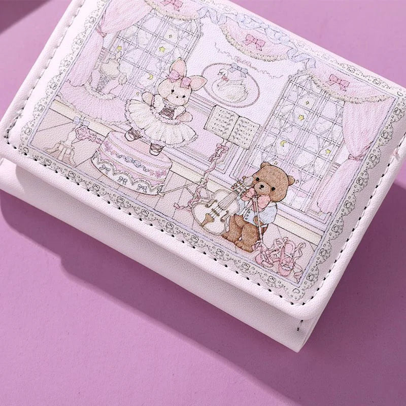 Kawaii Bunny and Bear PU wallet by MAIRA'S COLLECTIONS featuring cute animal designs and pastel colors.