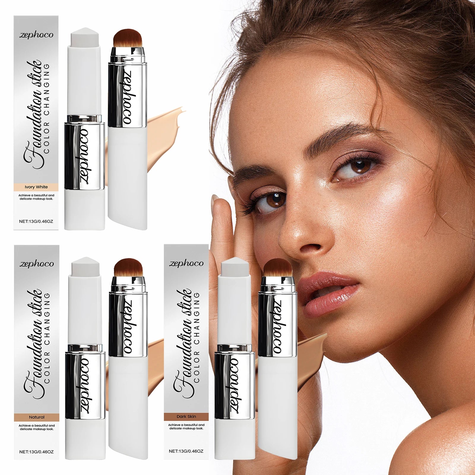 Color changing concealer foundation stick by MAIRA'S COLLECTIONS, showing a sleek 13g stick with a smooth, multi-tonal surface.